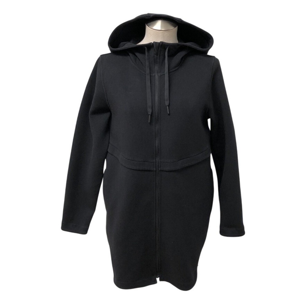 Lululemon Going Places Hooded Jacket Womens 8 Black Full Zip Side Slit Long